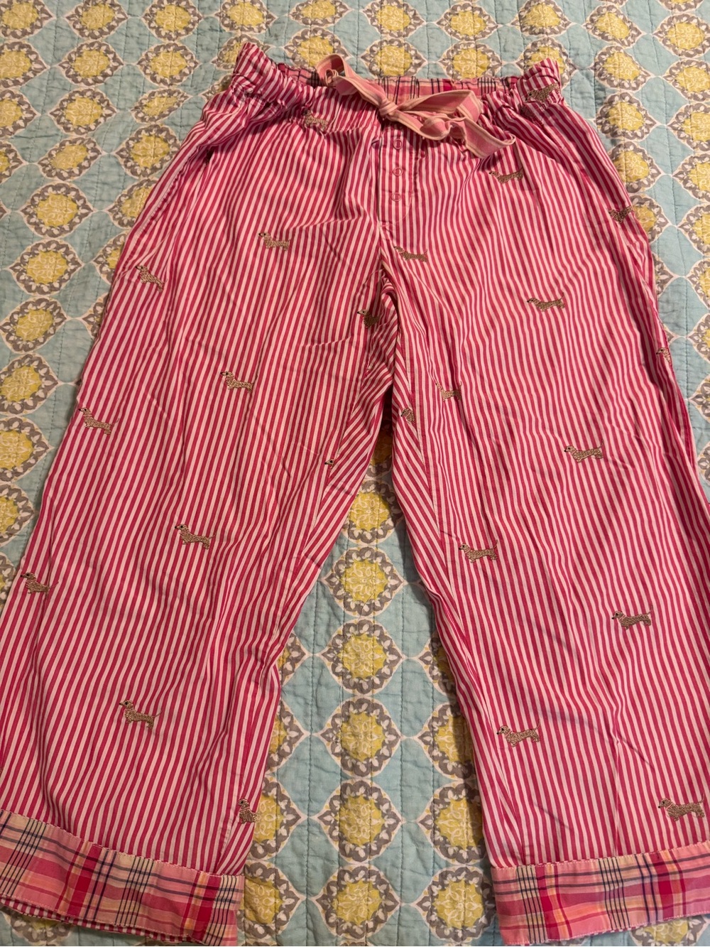 Gapbody women’s  Pink Striped Pajama Pants with Dachshund Print